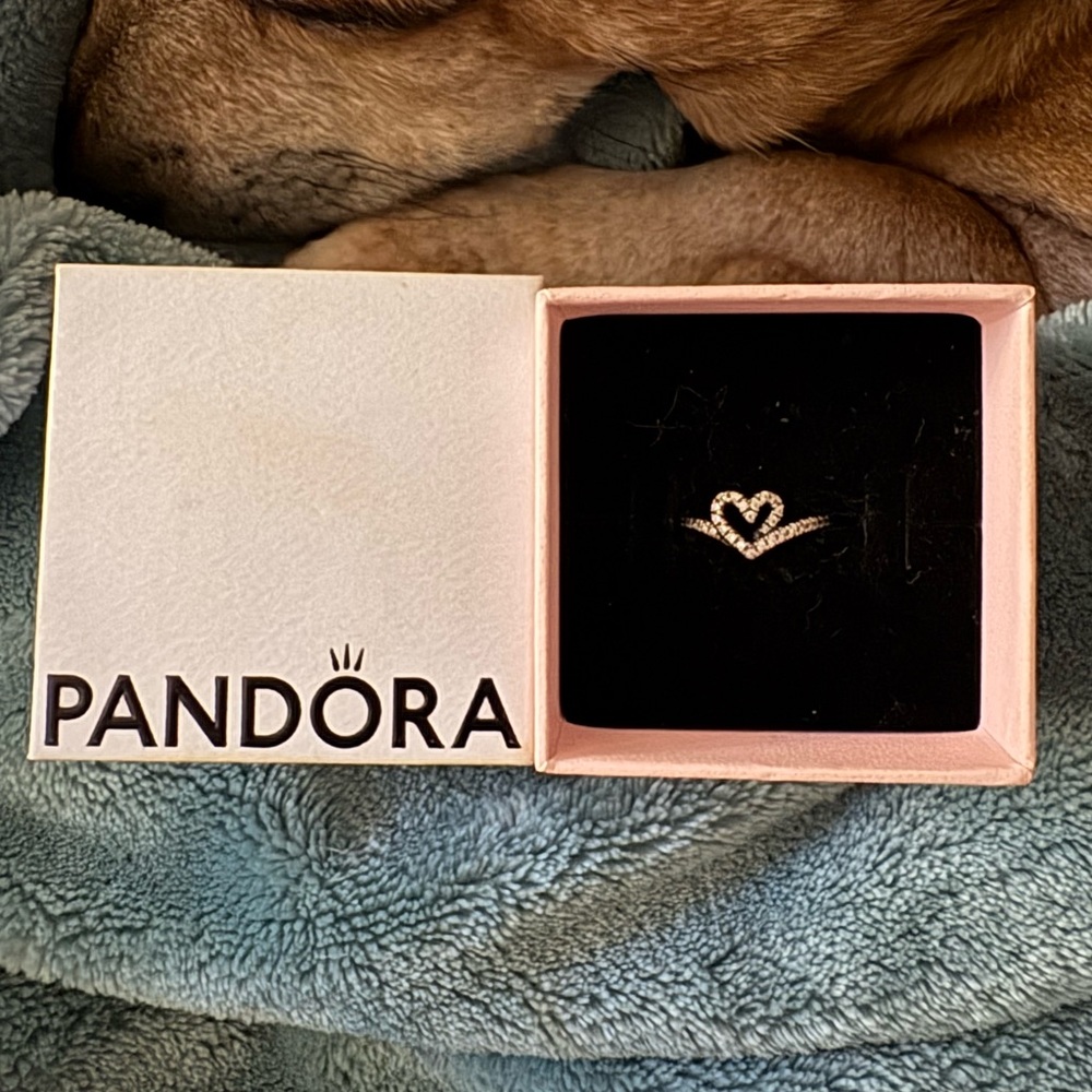 Pandora Silver Heart Ring with Sparkling Accents